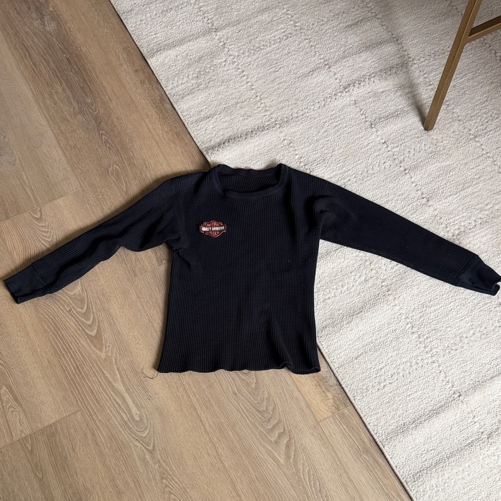 Vintage Harley-Davidson lBlack Long-Sleeve Thermal Top